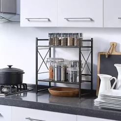Kirklands Home Bronze 2-Tier Utility Shelf Brown Hot