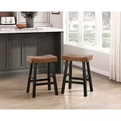 Kirklands Home Brown & Wood Counter Stools, Set of 2 Black Clearance