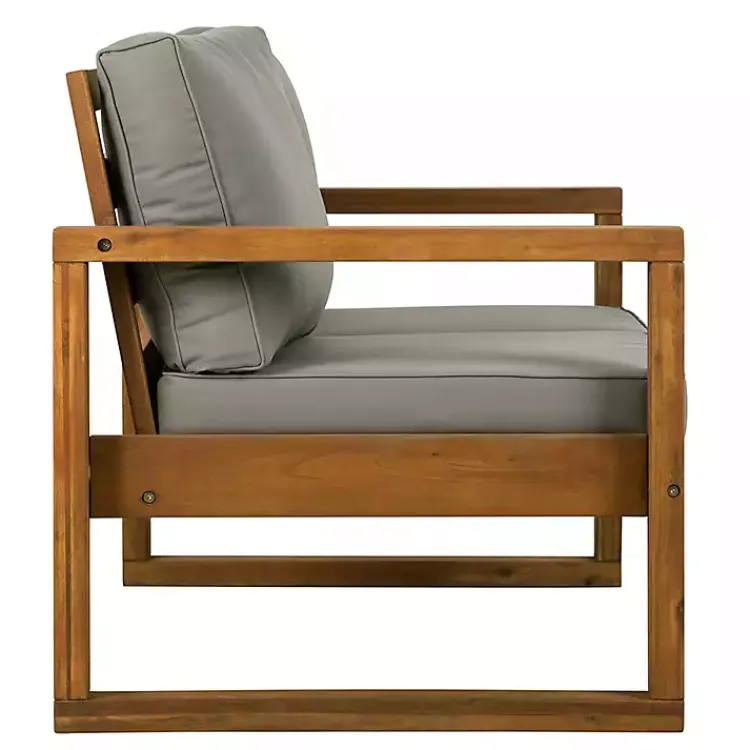Kirklands Home Brown Acacia Outdoor Loveseat with Cushions Gray Hot