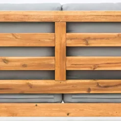 Kirklands Home Brown Acacia Outdoor Loveseat with Cushions Gray Hot