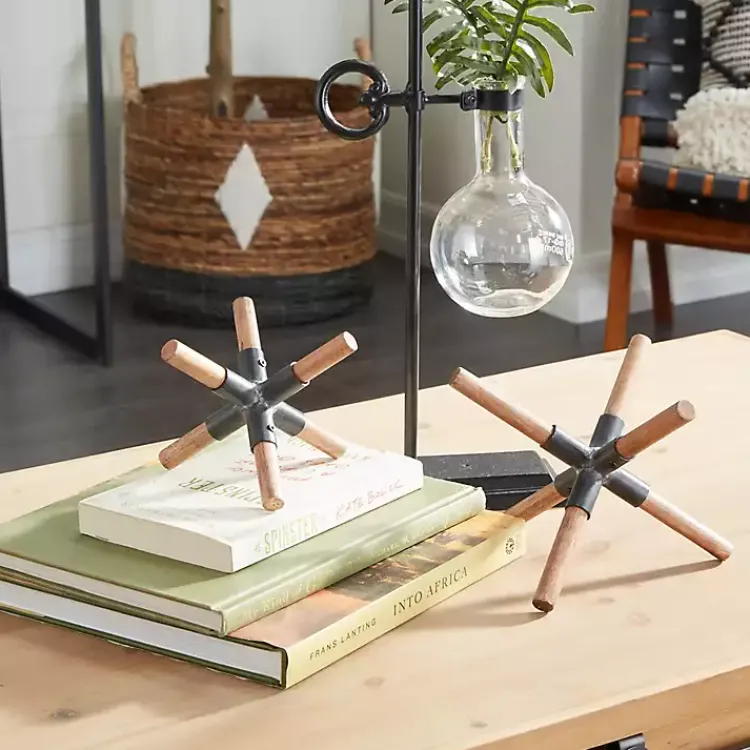 Statues & Figurines>Kirklands Home Brown and Black Wood Abstract Sculptures, Set of 2