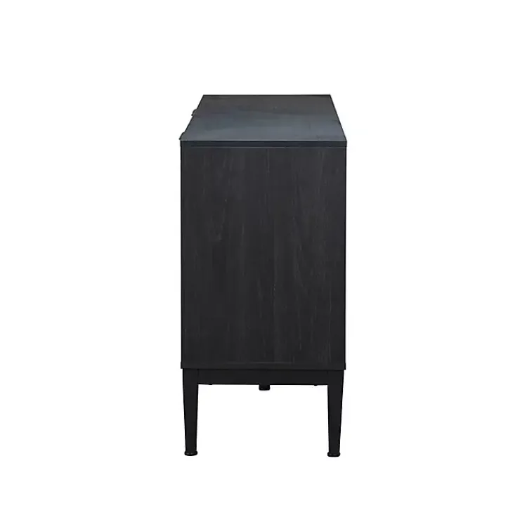 Kirklands Home Brown and Black Wood Chevron 4-Door Sideboard New