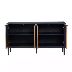 Kirklands Home Brown and Black Wood Chevron 4-Door Sideboard New
