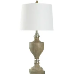 Kirklands Home Brown and Brushed Silver Table Lamp White Clearance