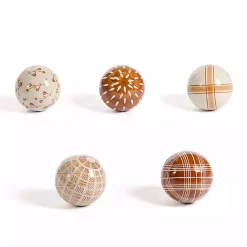 Bowl Filler>Kirklands Home Brown and Cream Porcelain Orbs, Set of 5