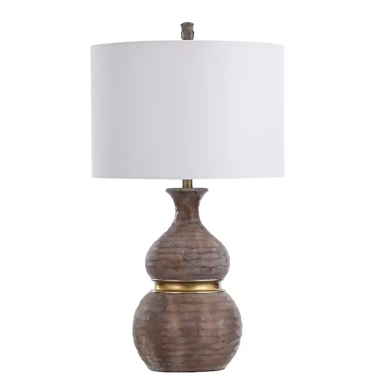 Kirklands Home Brown and Gold Gourd Table Lamp White New