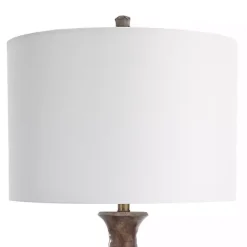 Kirklands Home Brown and Gold Gourd Table Lamp White New