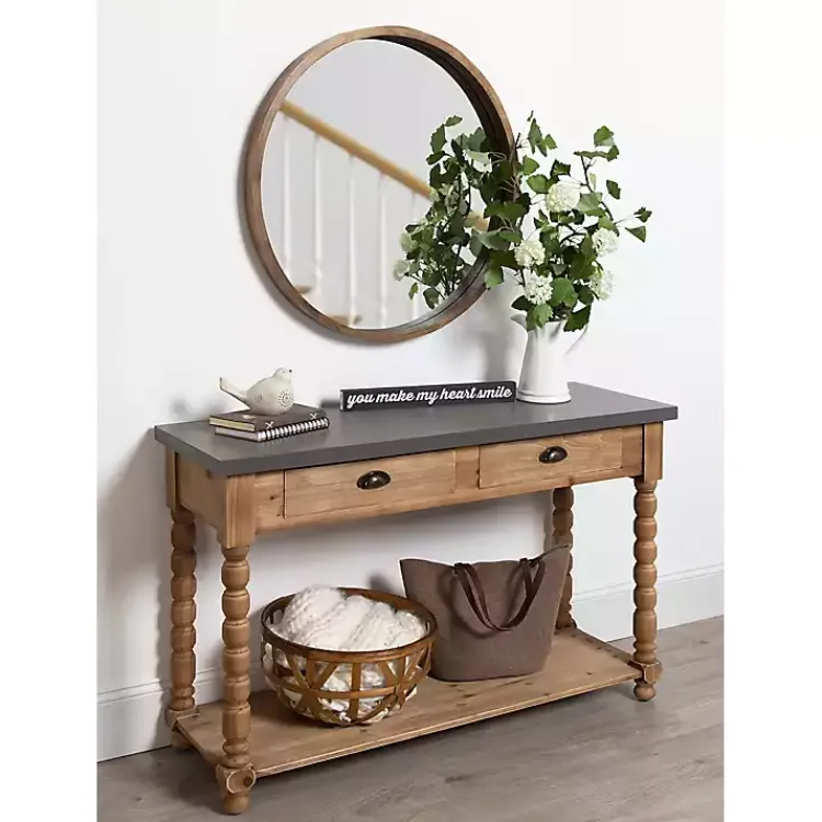 Kirklands Home Brown and Gray Wood 2-Drawer Console Table Hot