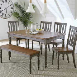 Kirklands Home and Gray Wooden Dining Bench Brown Outlet