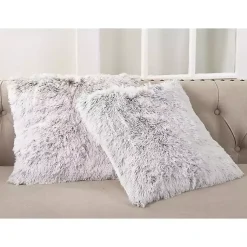 Pillows>Kirklands Home and White Faux Fur Pillow Brown