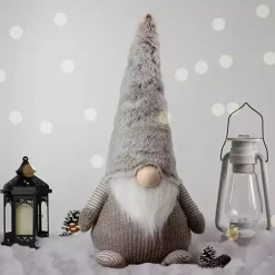 Christmas Decorations>Kirklands Home Brown and White Knit LED Gnome