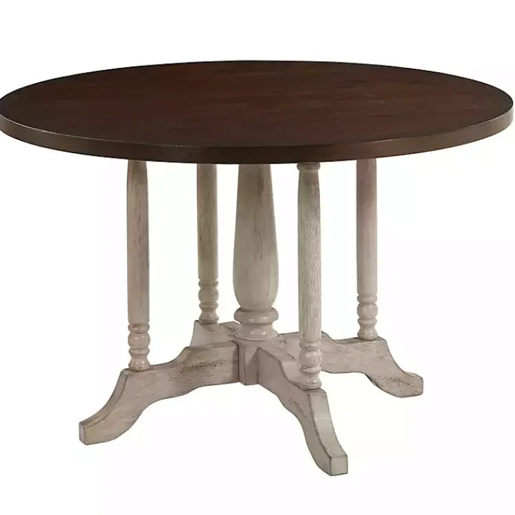 Kirklands Home Brown and White Round Wooden Dining Table Online
