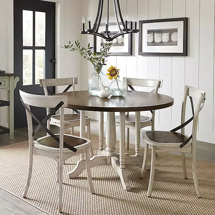Kirklands Home Brown and White Round Wooden Dining Table Online
