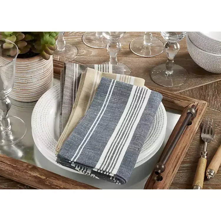 Kirklands Home and White Striped Napkins, Set of 4 Brown