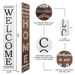 Kirklands Home Brown and White Welcome Home Two-Sided Porch Board Best