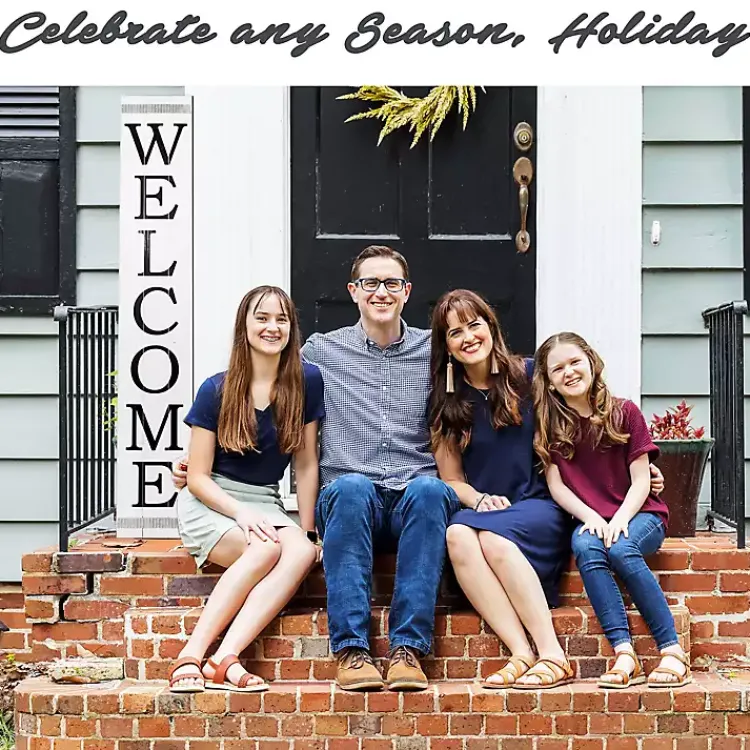 Kirklands Home Brown and White Welcome Home Two-Sided Porch Board Best