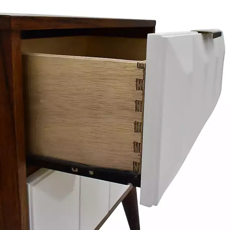 Kirklands Home Brown and White Wood 2-Drawer Nightstand New