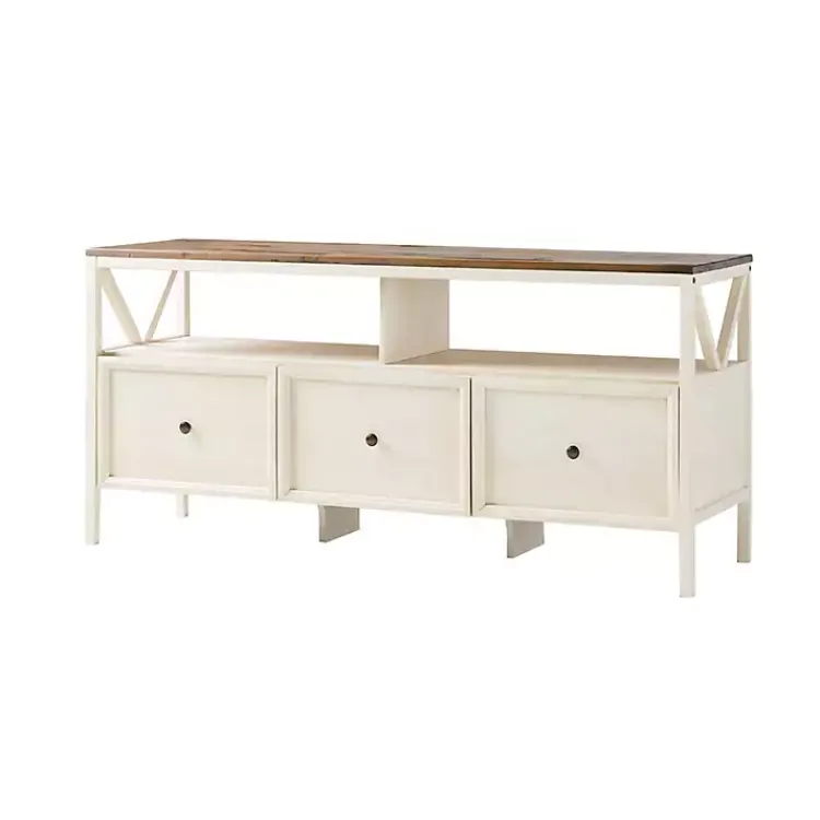 Kirklands Home Brown and Whitewashed Wood 3-Drawer Media Cabinet Discount