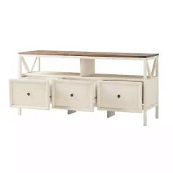 Kirklands Home Brown and Whitewashed Wood 3-Drawer Media Cabinet Discount