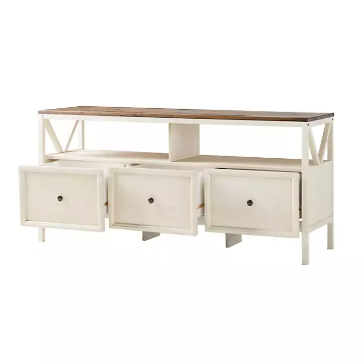 Kirklands Home Brown and Whitewashed Wood 3-Drawer Media Cabinet Discount