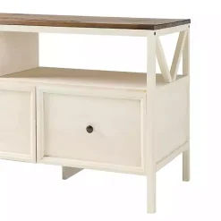 Kirklands Home Brown and Whitewashed Wood 3-Drawer Media Cabinet Discount