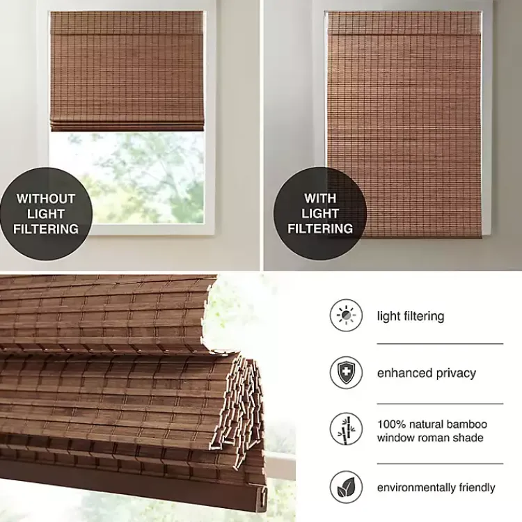Kirklands Home Bamboo Light Filtering Roman Shade, 33 in. Brown Online