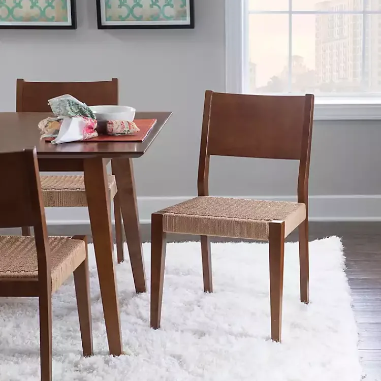 Kirklands Home Basketweave Wood Dining Chairs, Set of 2 Brown Hot