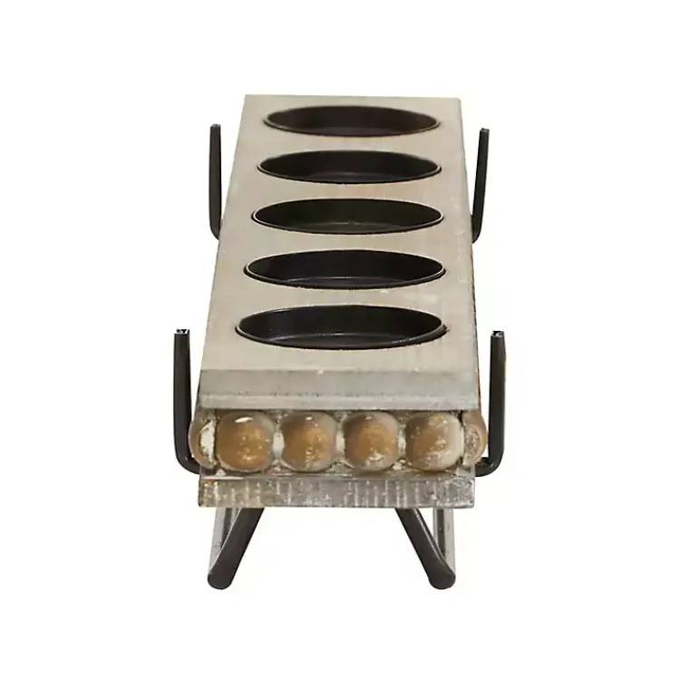 Candle Holders>Kirklands Home Beaded Wood and Metal Base Candle Holder Brown
