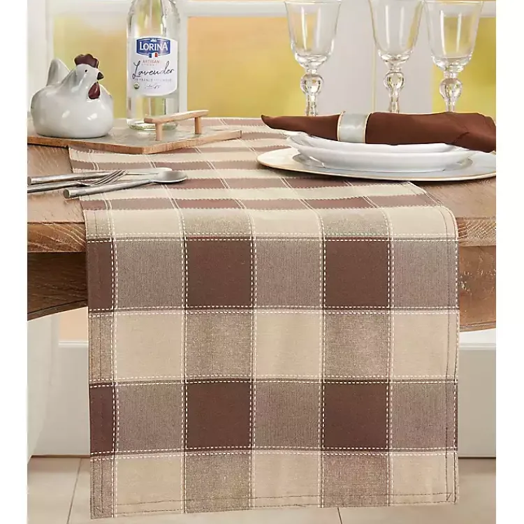 Kirklands Home Brown Block Plaid Table Runner, 90 in. Best