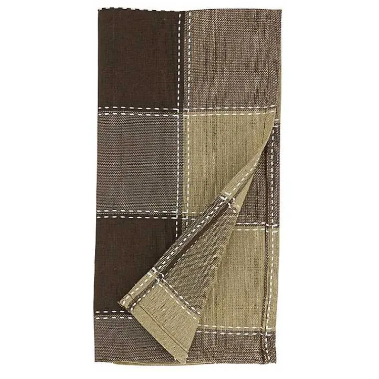 Kirklands Home Brown Block Stitched Napkins, Set of 4 Sale