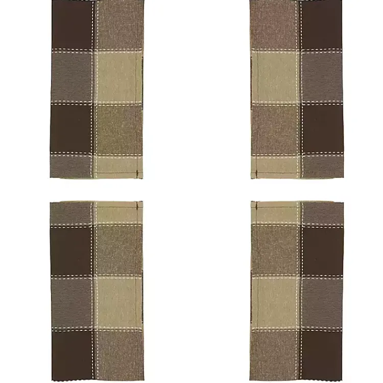 Kirklands Home Brown Block Stitched Napkins, Set of 4 Sale