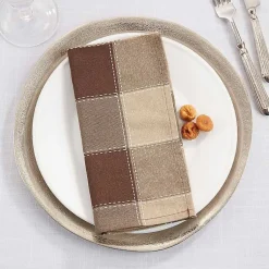 Kirklands Home Brown Block Stitched Napkins, Set of 4 Sale