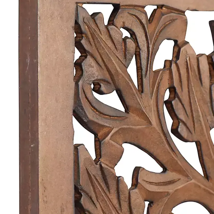 Kirklands Home Botanical Wood Panel Wall Plaque Brown Best
