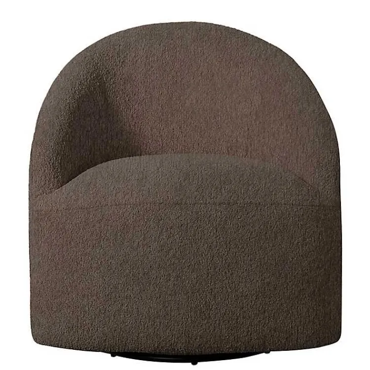 Kirklands Home Boucle Barrel Swivel Accent Chair Brown Sale