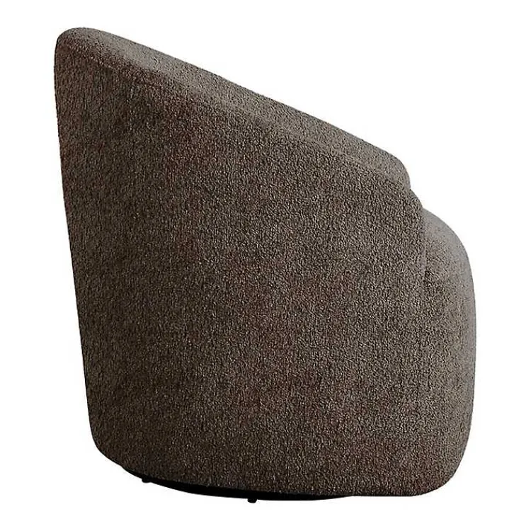 Kirklands Home Boucle Barrel Swivel Accent Chair Brown Sale