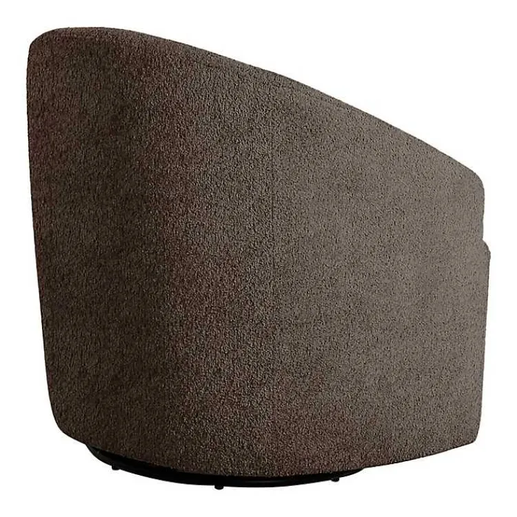 Kirklands Home Boucle Barrel Swivel Accent Chair Brown Sale