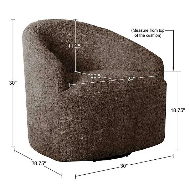 Kirklands Home Boucle Barrel Swivel Accent Chair Brown Sale