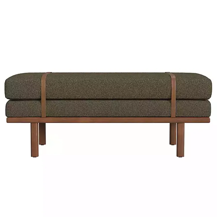 Kirklands Home Boucle Faux Leather Bench Brown Online