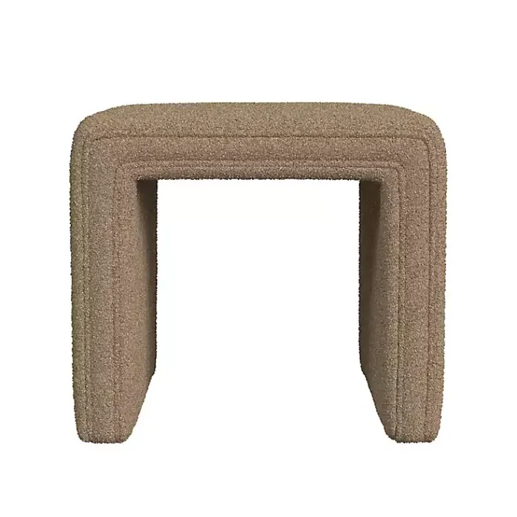 Kirklands Home Boucle Channeled Upholstered Ottoman Brown Best