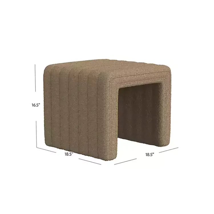 Kirklands Home Boucle Channeled Upholstered Ottoman Brown Best