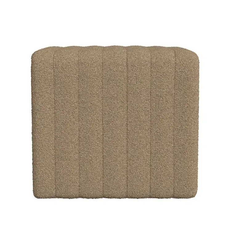 Kirklands Home Boucle Channeled Upholstered Ottoman Brown Best