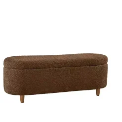 Kirklands Home Boucle Flip-Top Storage Bench Brown Clearance