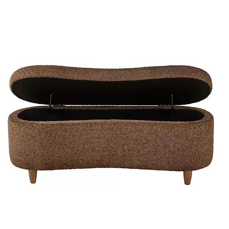 Kirklands Home Boucle Flip-Top Storage Bench Brown Clearance
