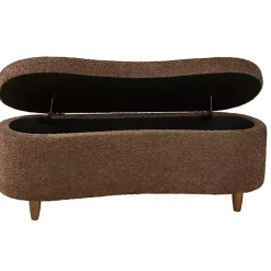Kirklands Home Boucle Flip-Top Storage Bench Brown Clearance