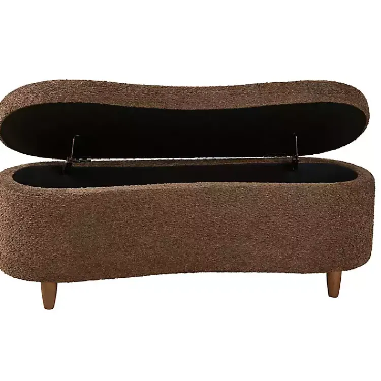 Kirklands Home Boucle Flip-Top Storage Bench Brown Clearance