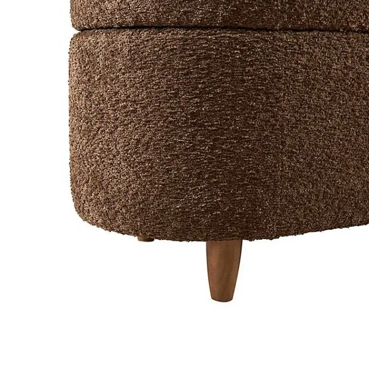 Kirklands Home Boucle Flip-Top Storage Bench Brown Clearance