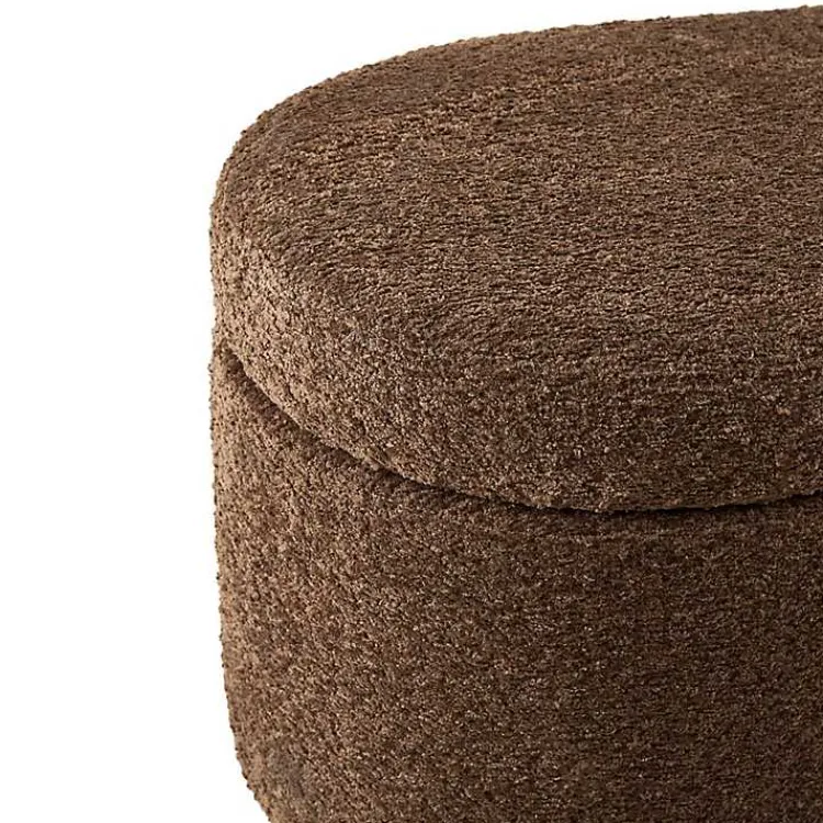 Kirklands Home Boucle Flip-Top Storage Bench Brown Clearance