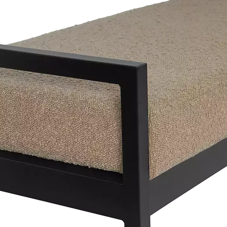Kirklands Home Boucle Upholstered Metal Frame Bench Brown New