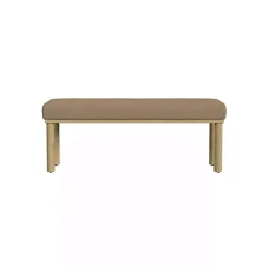Kirklands Home Boucle Upholstered Wood Leg Bench Brown Hot
