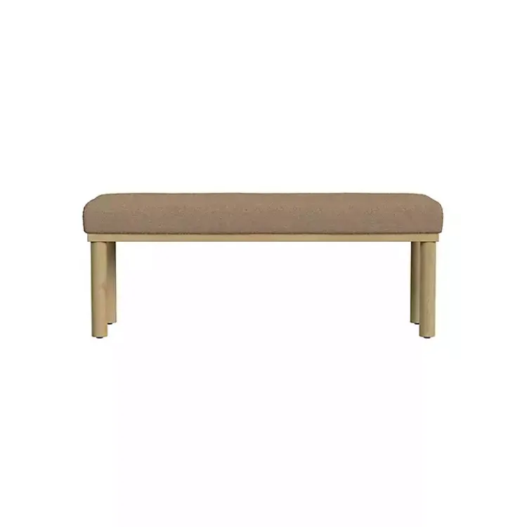 Kirklands Home Boucle Upholstered Wood Leg Bench Brown Hot